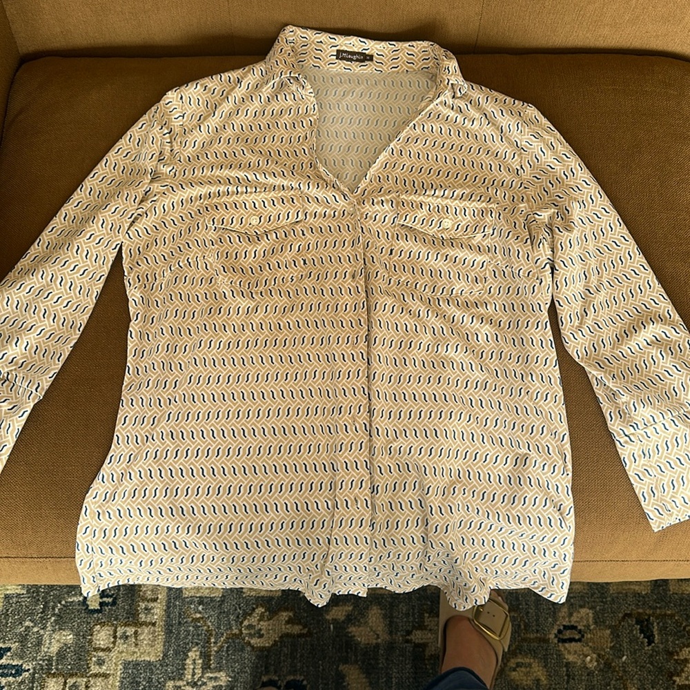 J McLaughlin, button down, three-quarter length sleeve top